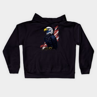 Patriotic Eagle 4th of July USA American Flag Kids Hoodie